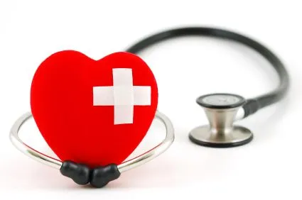 Red heart with a stethoscope